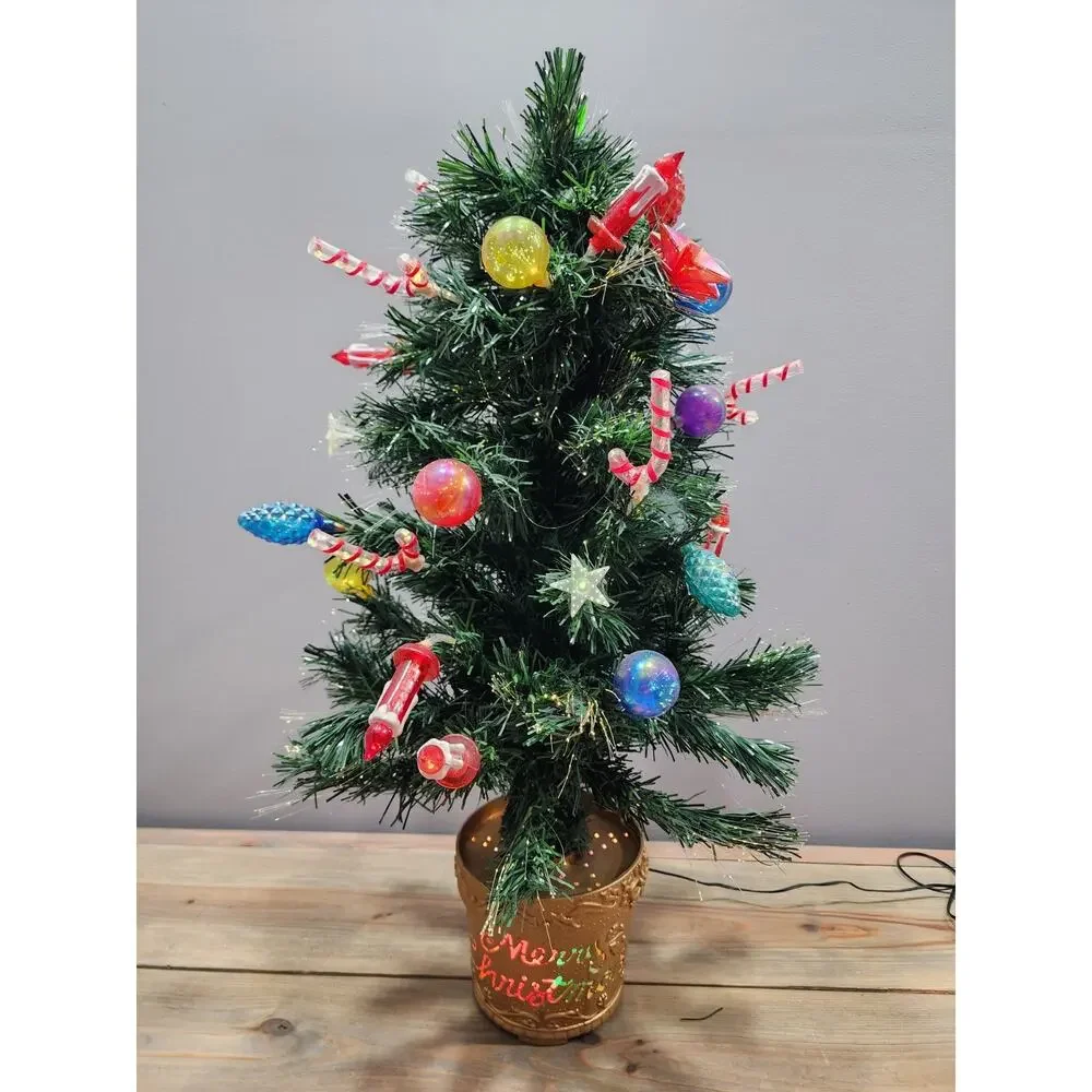 Vintage Fiber Optic Christmas Tree 30” Indoor Table Top